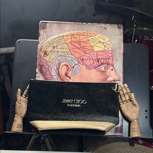 Jimmy Choo Black and Gold, Large, Sparkly Clutch